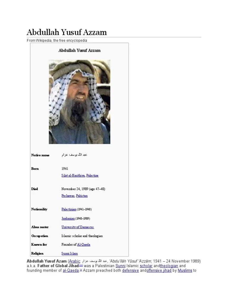 Abdullah Yusuf Azzam Al Qaeda International Politics