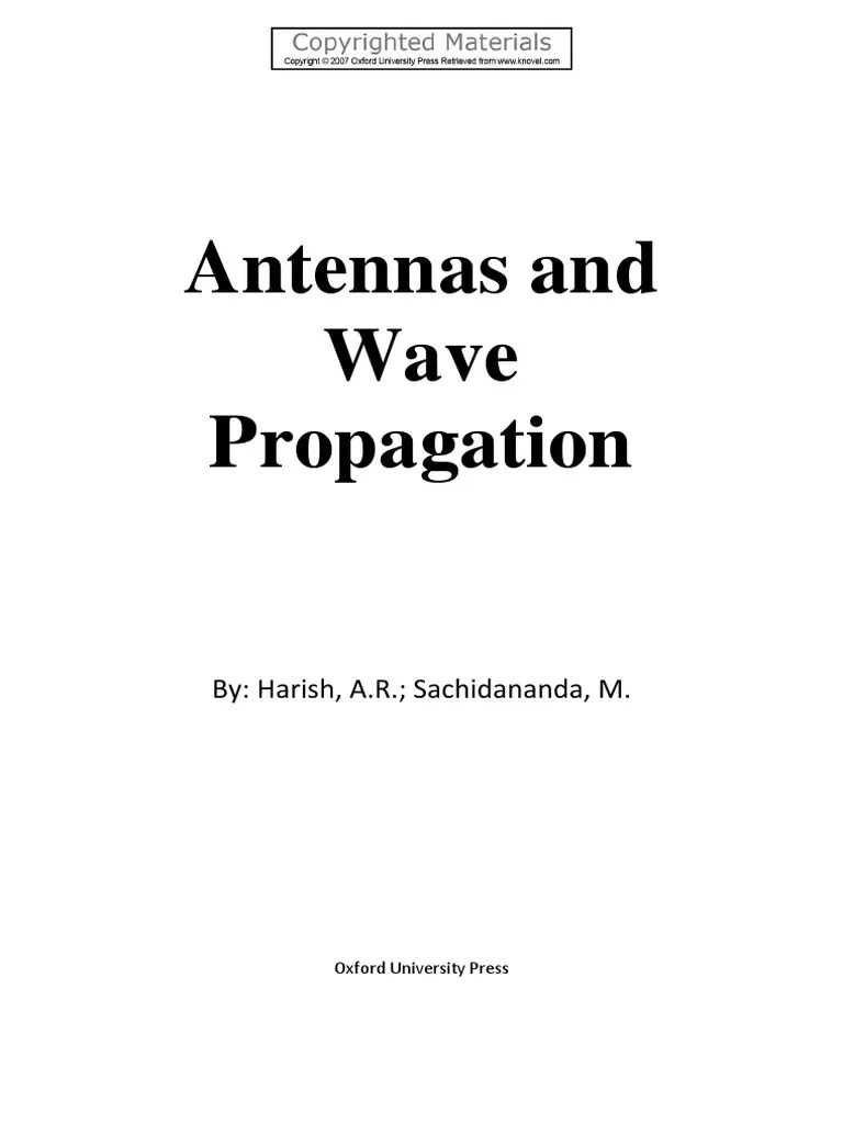 Antennas and Wave Propagation By Harish, A.R. Sachidananda, M PDF Radio Spectrum Antenna