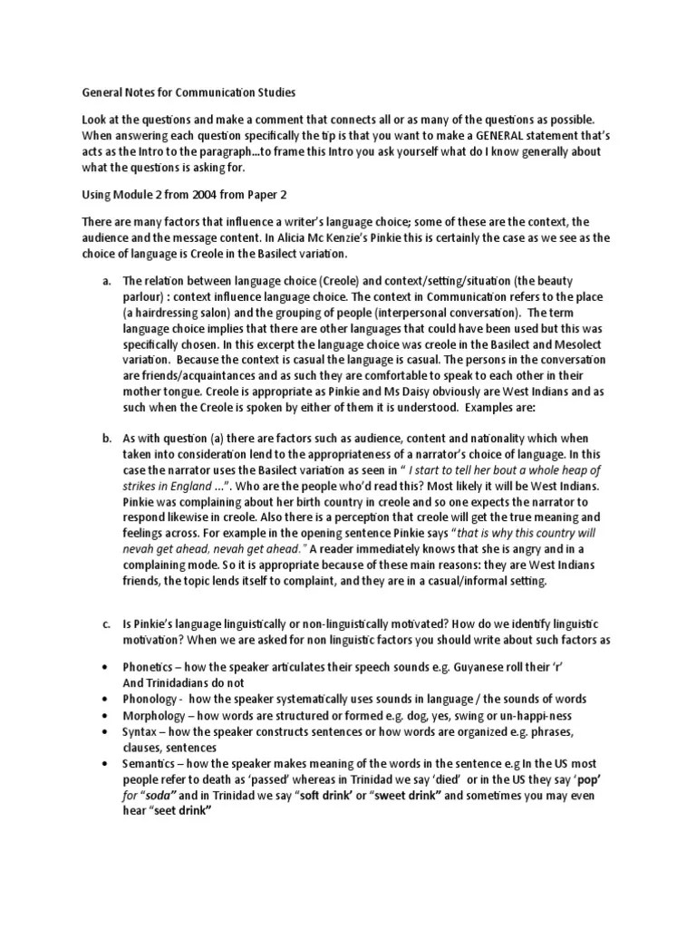 cape 2004 communication studies module 2 model answer