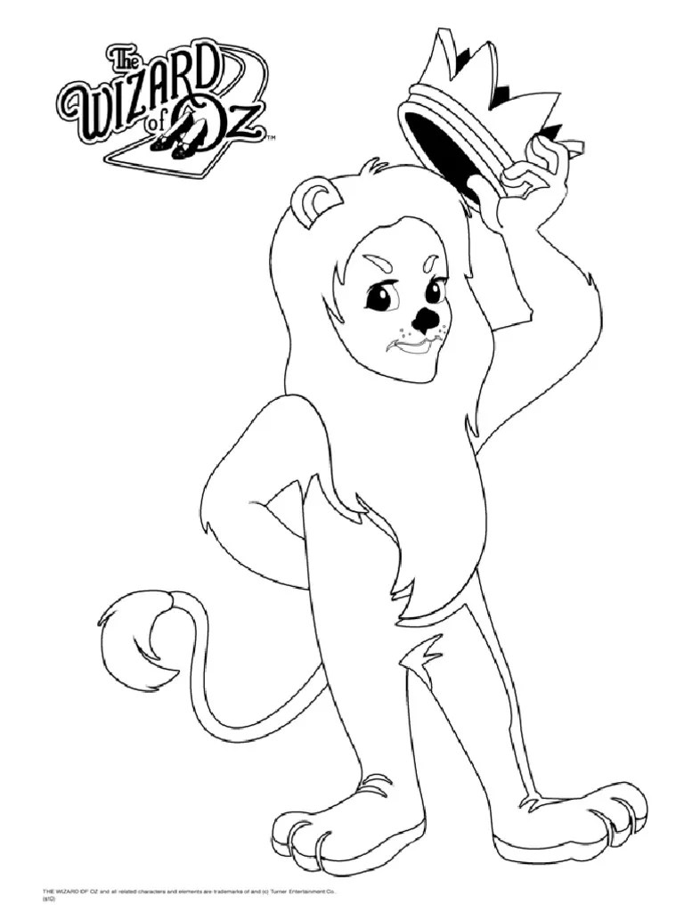 Wizard of Oz Cowardly Lion Coloring Page PDF Cowardly Lion Films Based On Fantasy Novels