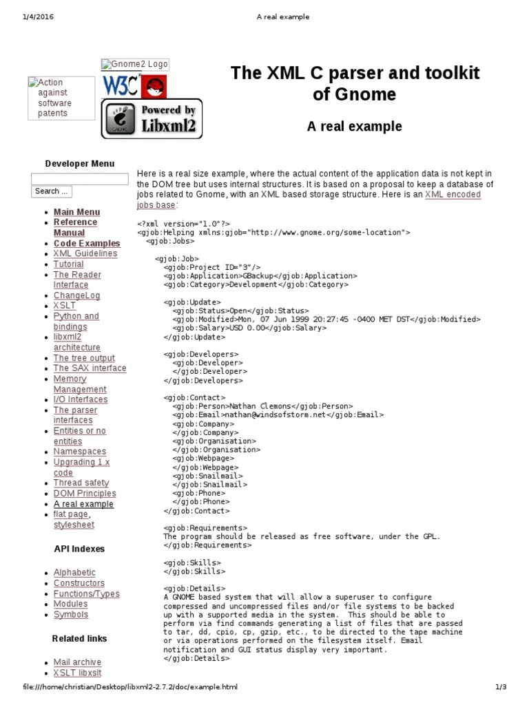 A Real Example Xml Application Programming Interface