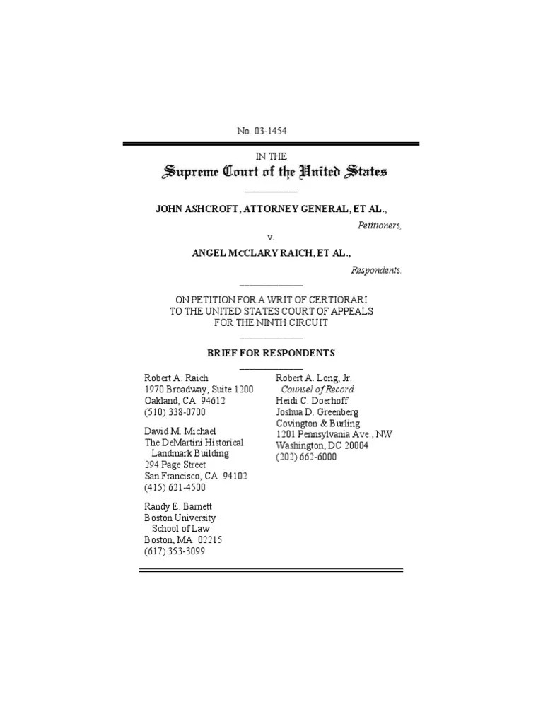 Medical Marijuana Ashcroft V Raich Respondent Brief PDF Commerce