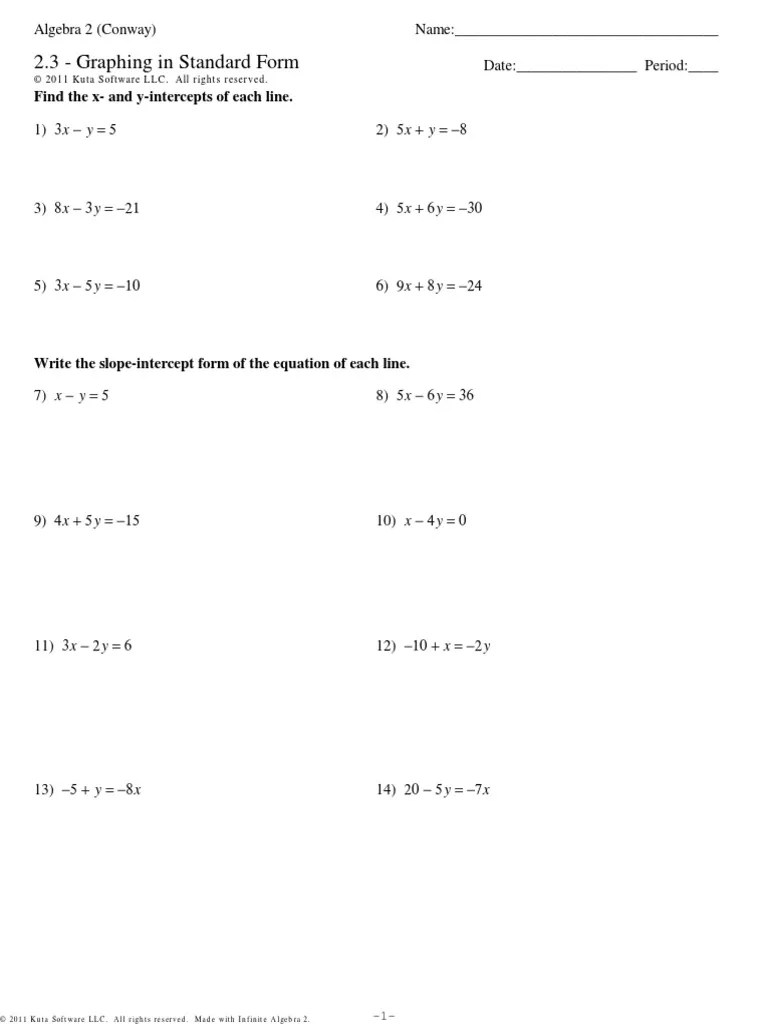 2.3 Graphing in Standard Form Mathematical Concepts Logic