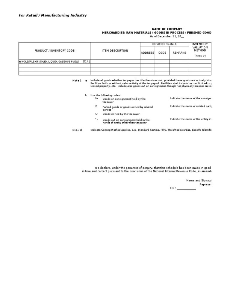 Inventory Template Annex A PDF Inventory Warehouse