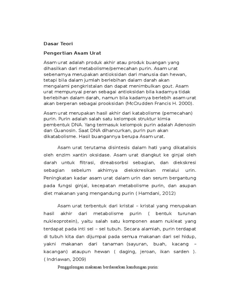 Dasar Teori Asam Urat