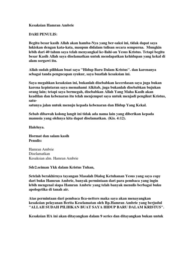 Kesaksian Hamran Ambrie | PDF