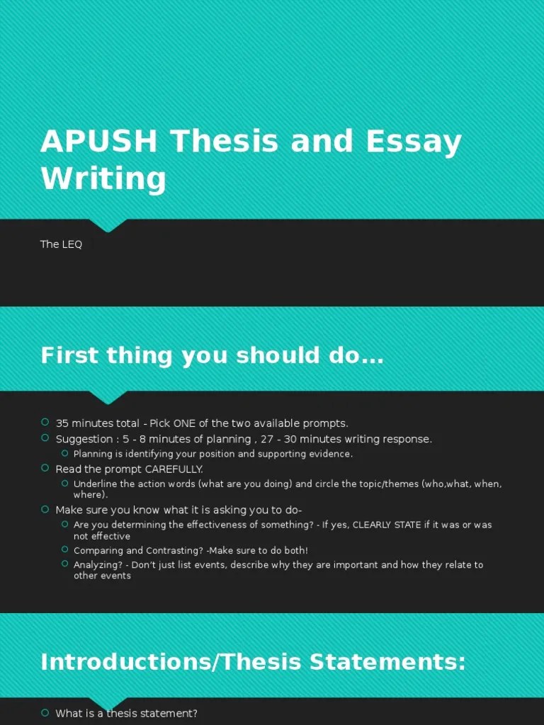 Intro To Leq Apush PDF Thomas Jefferson Essays