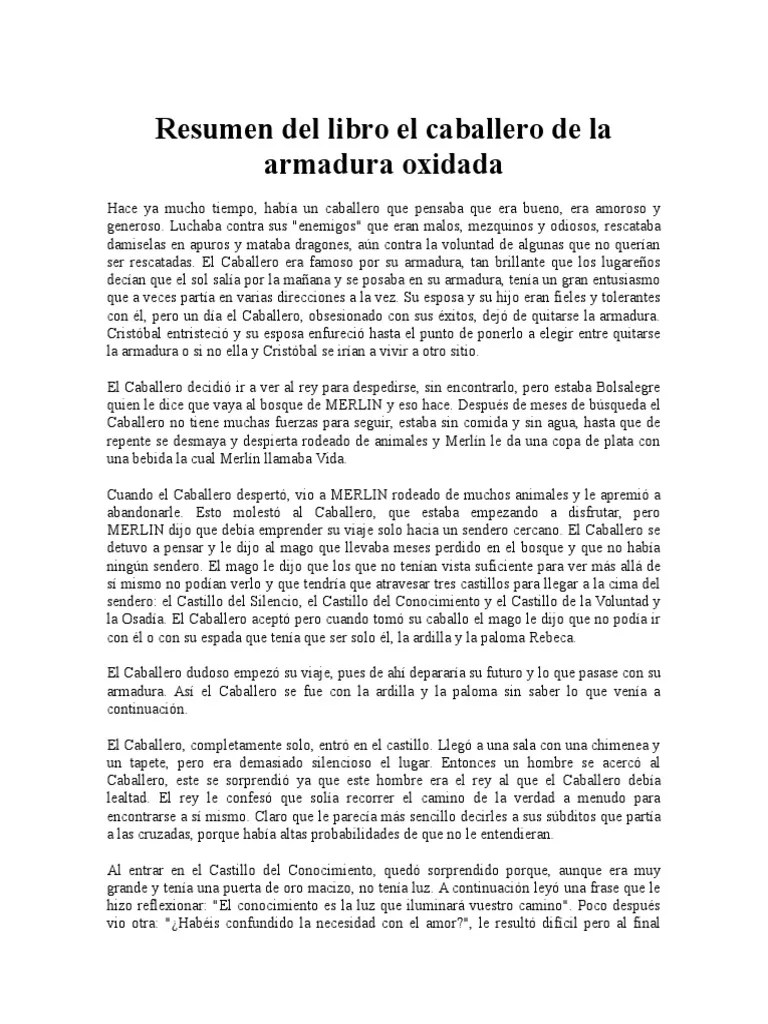 Resumen Caballero de La Armadura Oxidada PDF Esmerejón Caballero