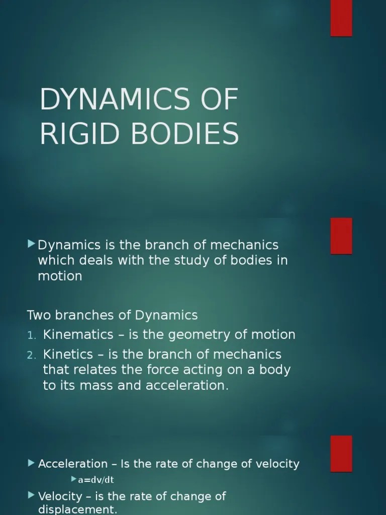 Dynamics of Rigid Bodies Acceleration Velocity