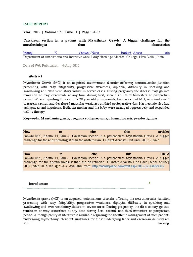 Case Report PDF Childbirth Anesthesia