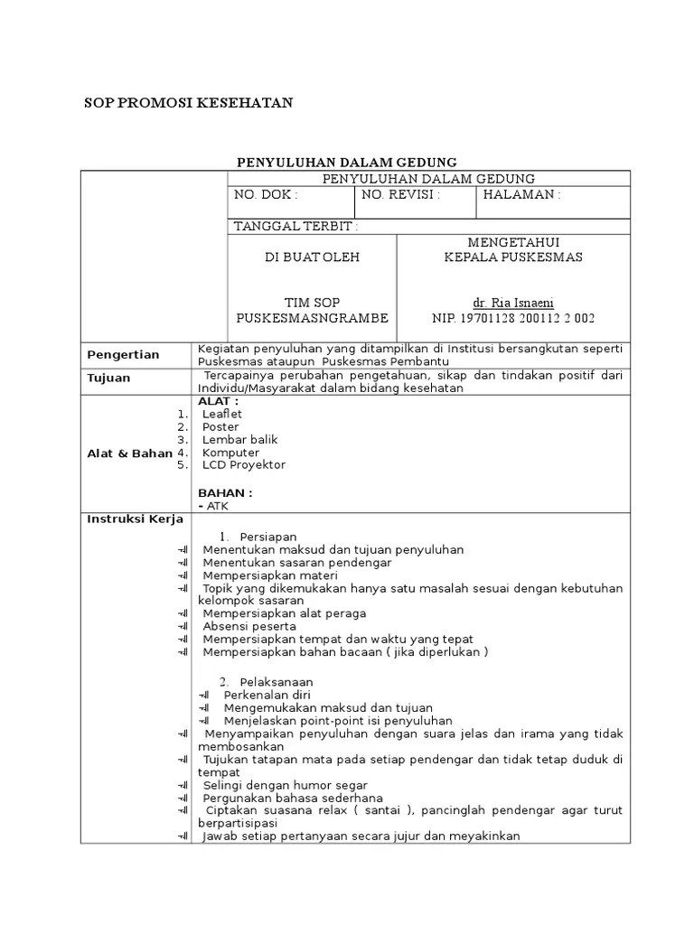 Sop Promosi Kesehatan