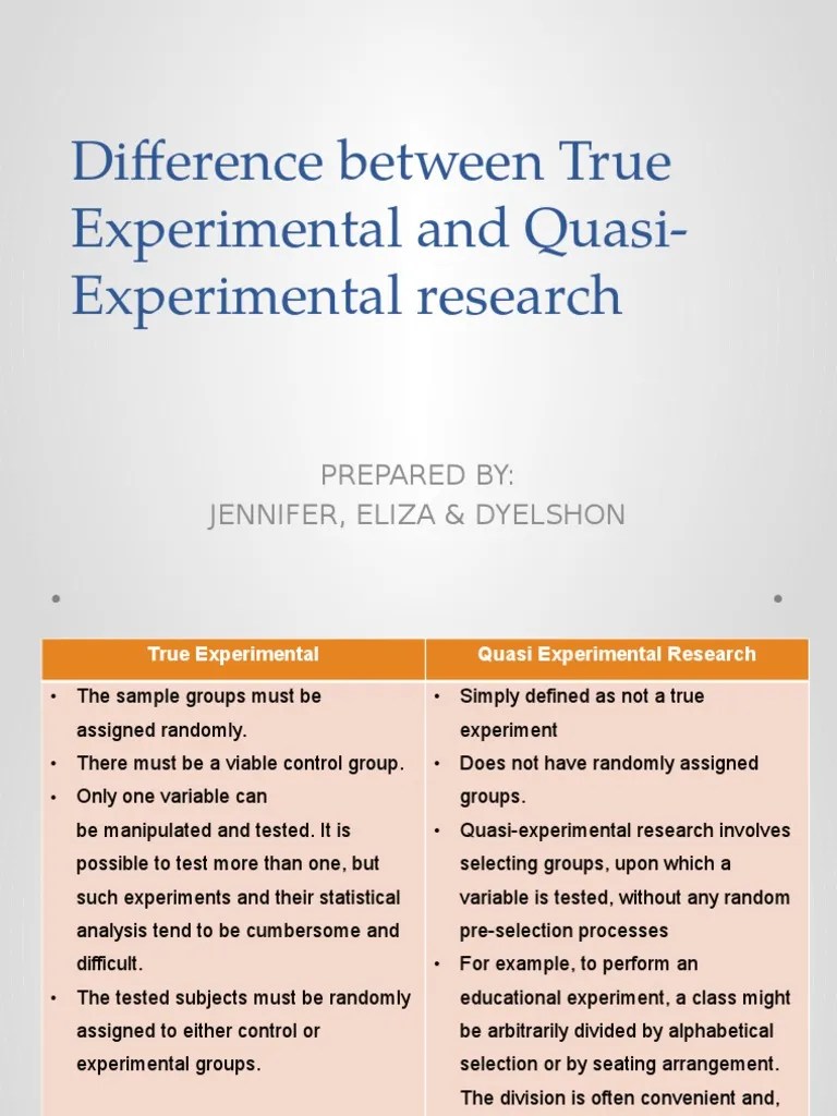 True Eperimental and Quasi Experimental Design