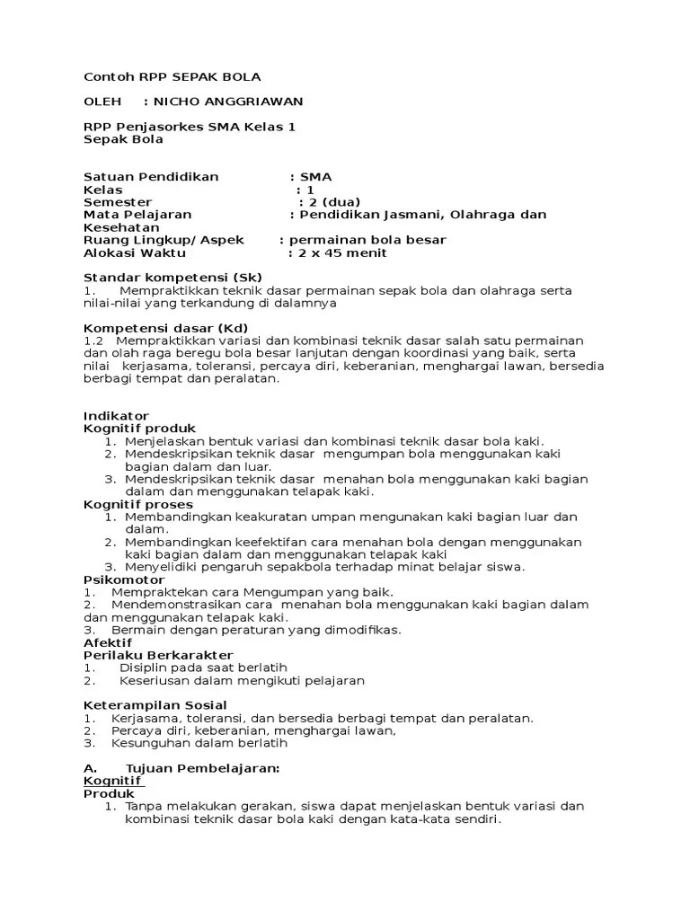 Rpp K13 Sepak Bola Sd Materi Soal