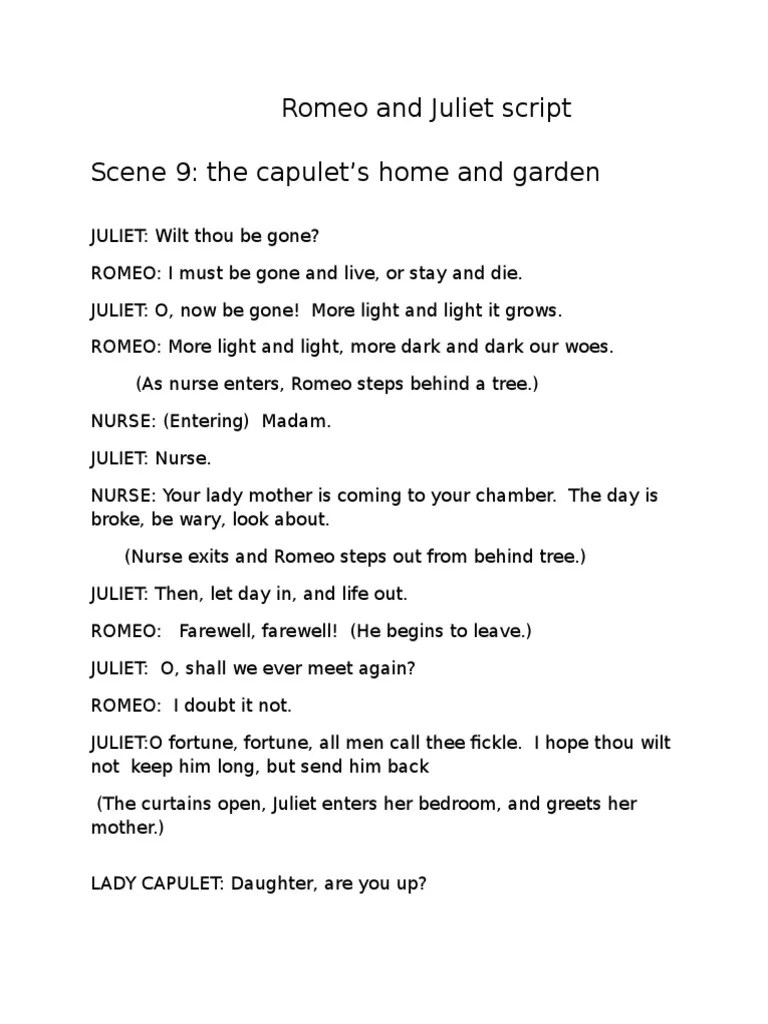 Romeo and Juliet Script PDF Characters In Romeo And Juliet Juliet