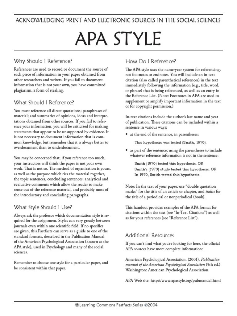 APAstyle Citation Apa Style