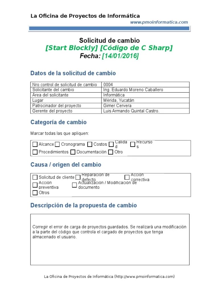 Ejemplo Solicitud de Cambios4 Tecnología de información
