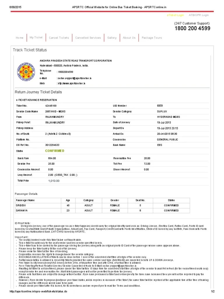 APSRTC Official Website For Online Bus Ticket