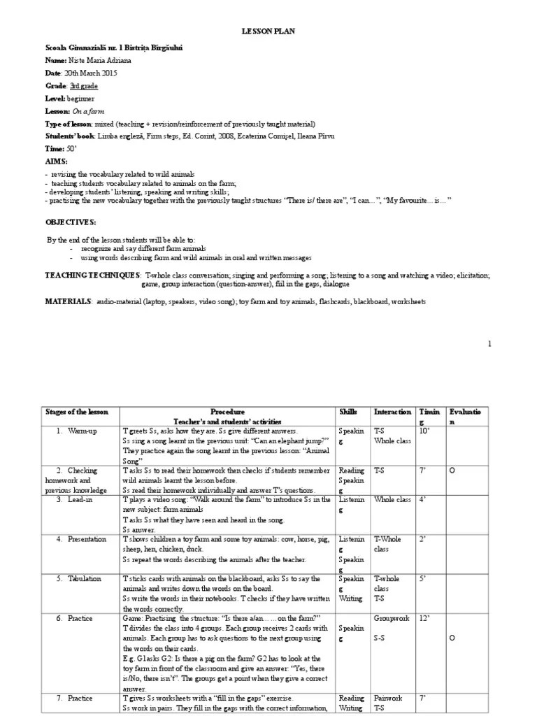Lesson Plan 3rd Grade Lesson Plan Vocabulary