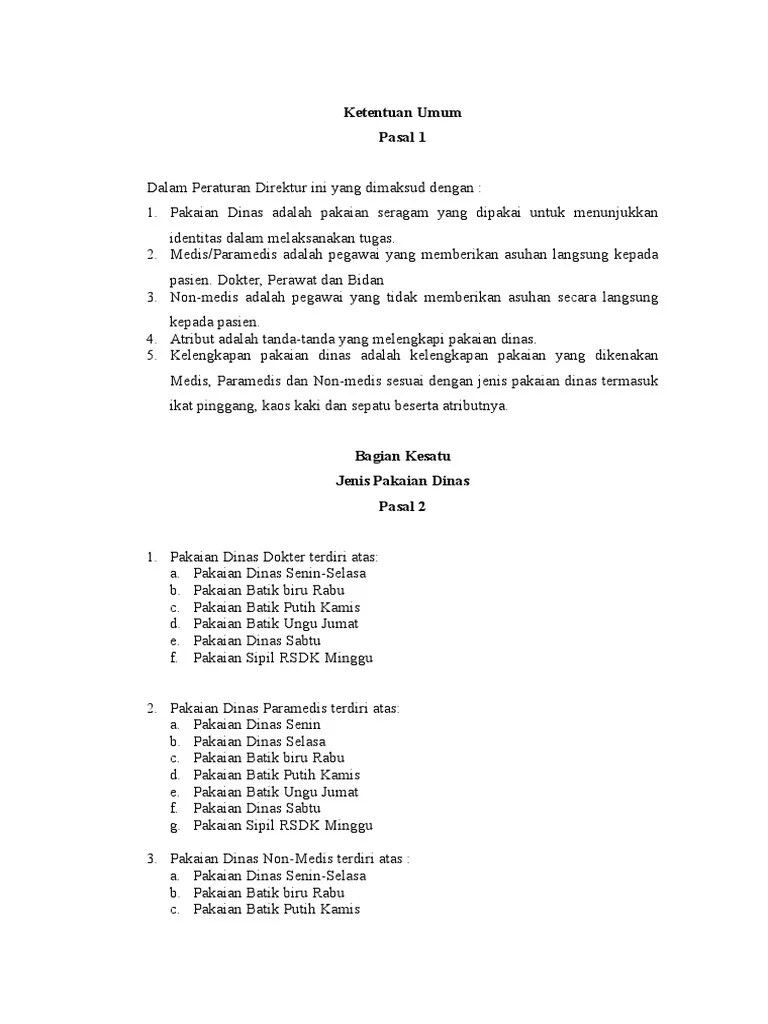 SOP Seragam Karayawan Rs Dadi Keluarga | PDF