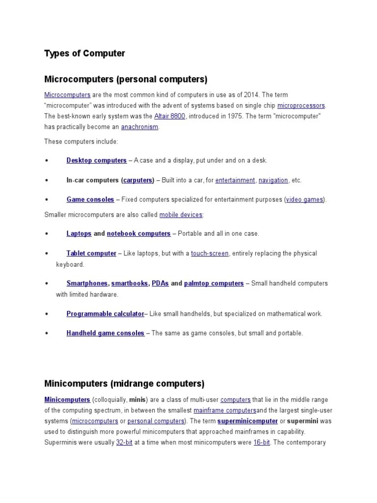 Types of Computer PDF