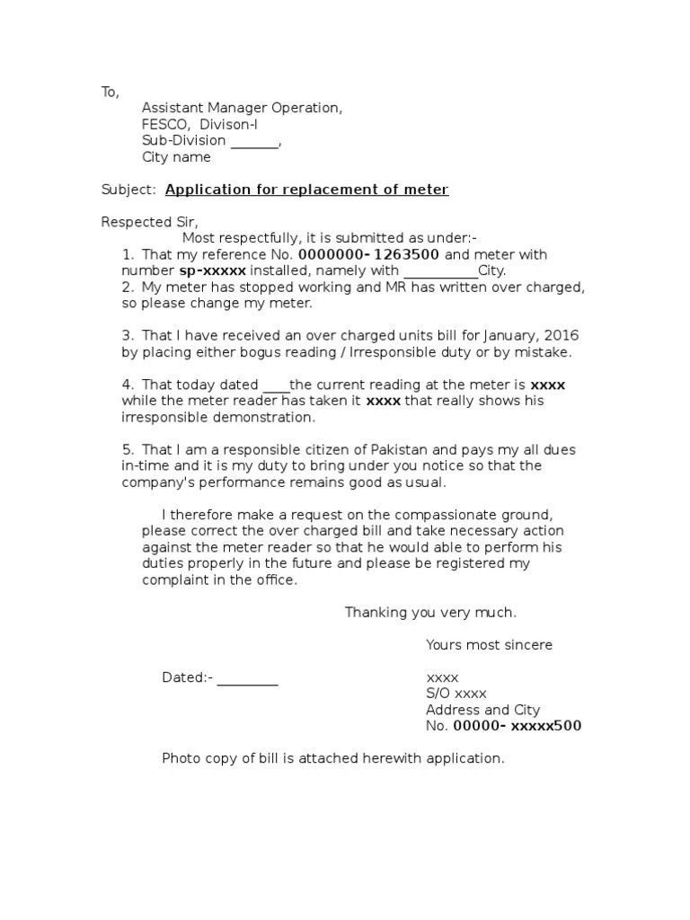 Sample Application for Electric Meter Replacement
