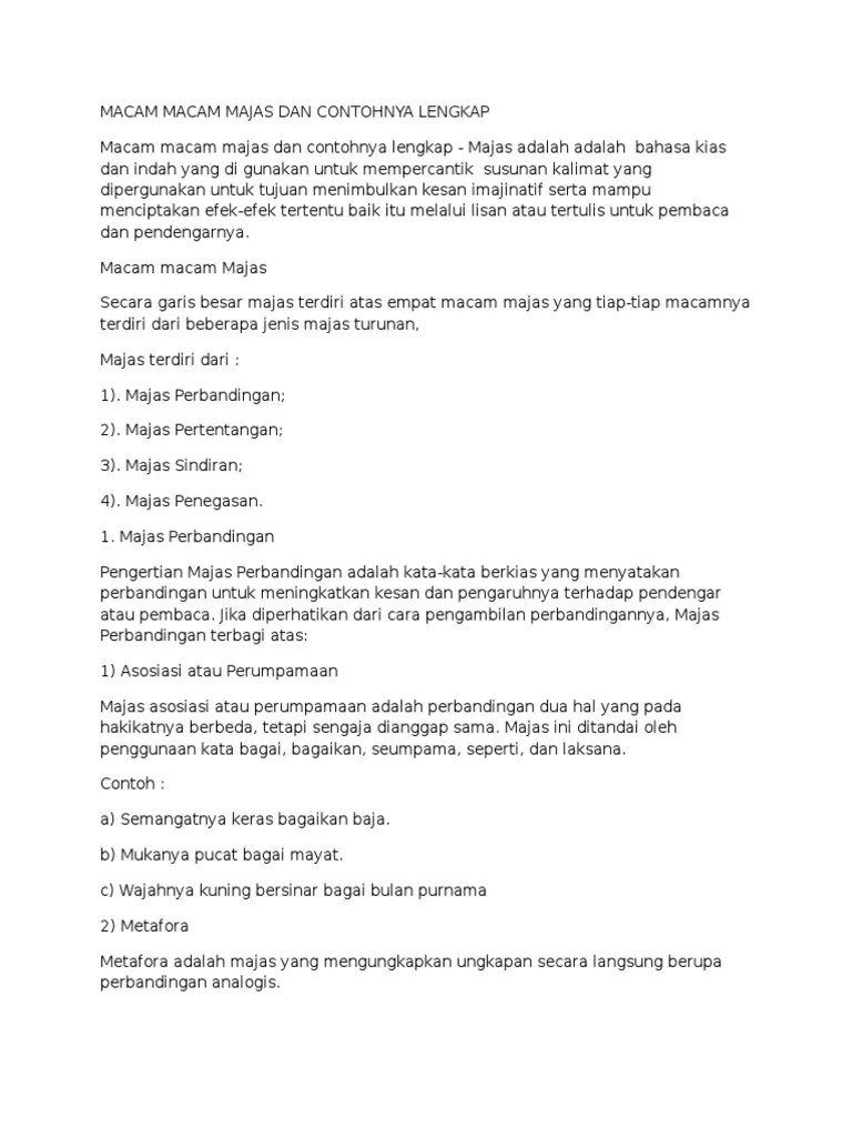 Macam Macam Majas Dan Contohnya Lengkap | PDF