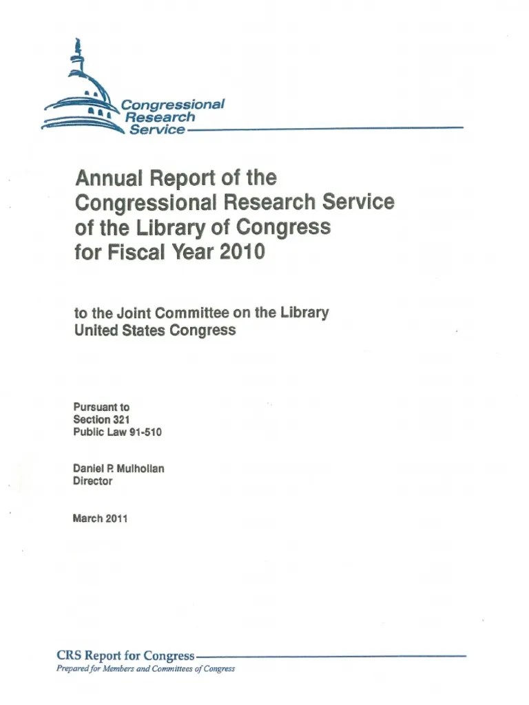 2010 Annual Report of the Congressional Research Service