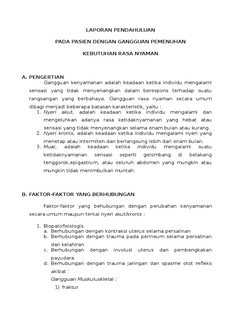 Laporan Pendahuluan Gangguan Rasa Nyaman | PDF