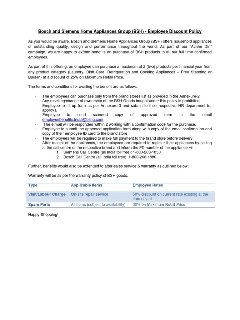 Discount Policy_Bosch Siemens Home Appliances Group (2) Retail