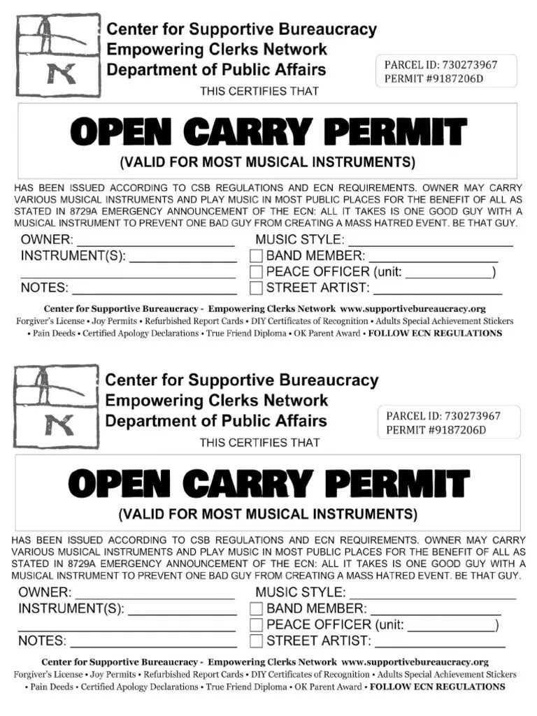 Open Carry Permit For Musical Instruments PDF