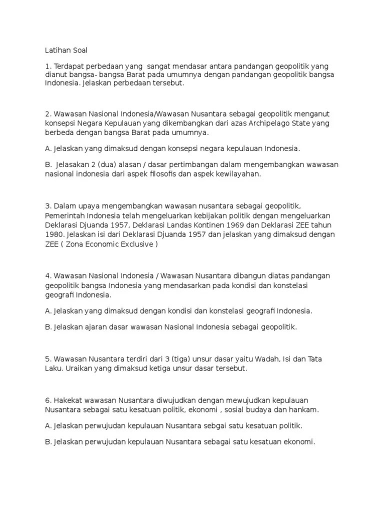 Terdapat Tiga Unsur Penting Wawasan Nusantara Yaitu Unsur Wadah Unsur