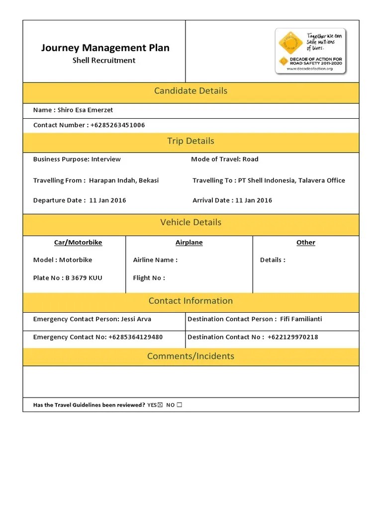 Journey Management Plan (NEW)