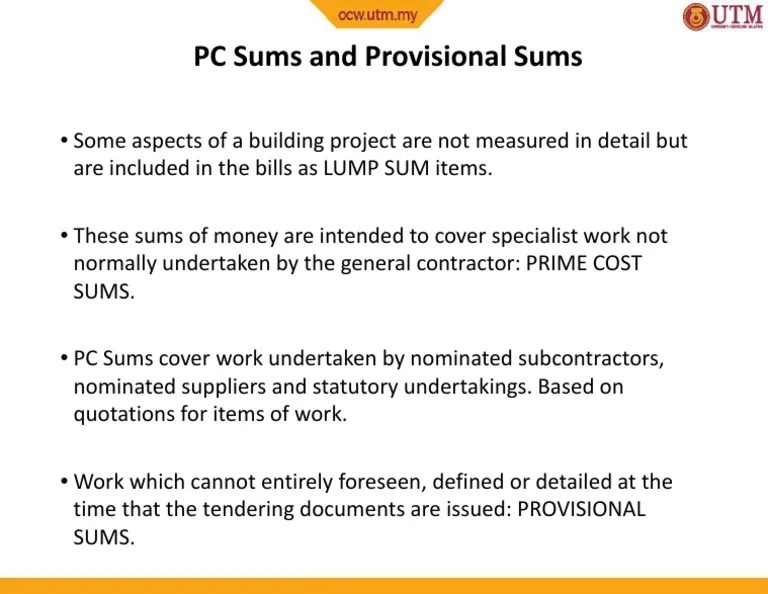 PC Sums and Provisional Sums PDF