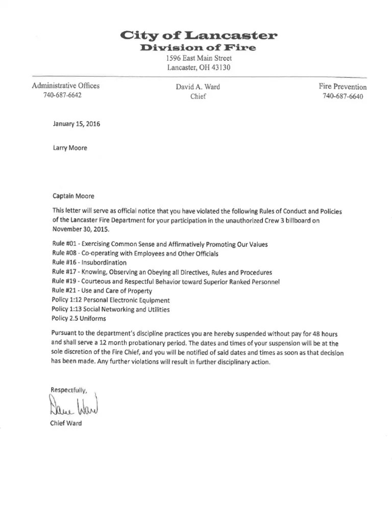 Letters of reprimand