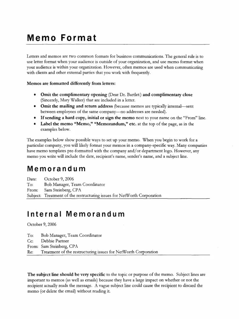 Memo Writing Tips ACC333 SP06 Memorandum Paragraph