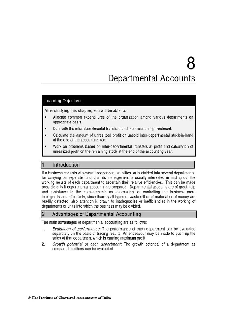 Chapter 8 Departmental Accounts PDF PDF Expense Debits And Credits