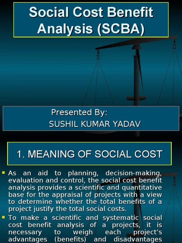 Social Cost Benefit Analysis Welfare CostBenefit Analysis