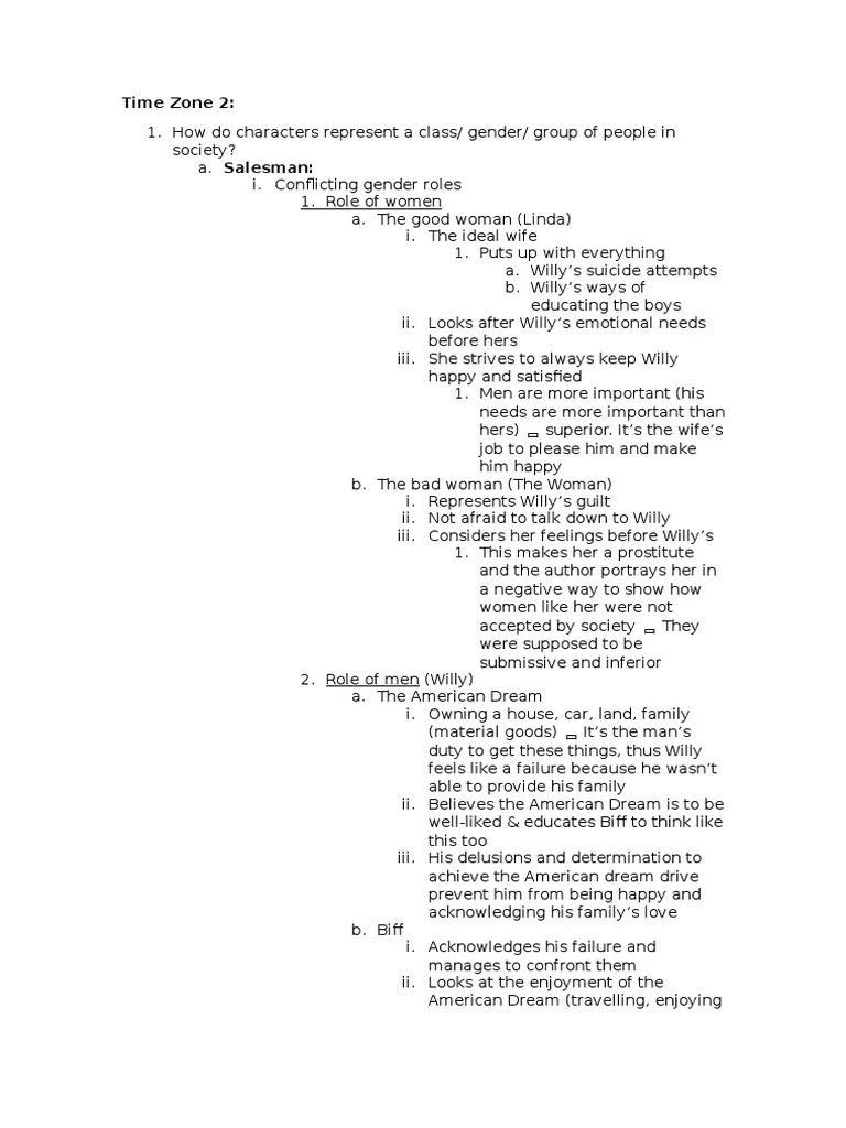 IB English Literature 2015 Paper 2 American Dream Gender Role