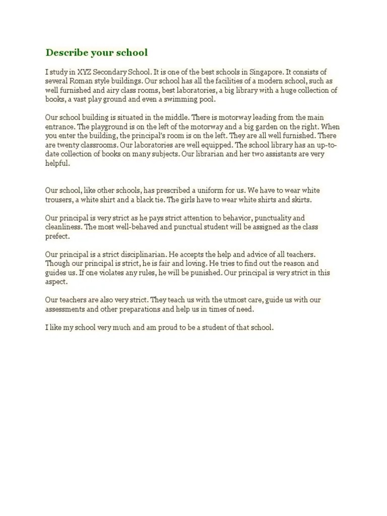 Describe Your School Schools Teachers