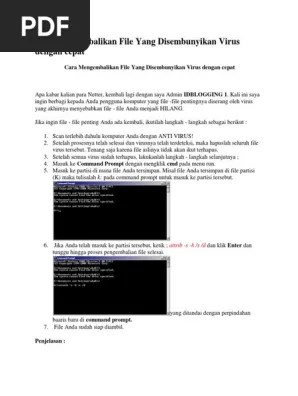 Cara Mengembalikan File Yang Disembunyikan Virus Dengan Cepat | PDF