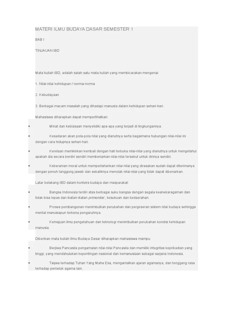Materi Ilmu Budaya Dasar Semester 1