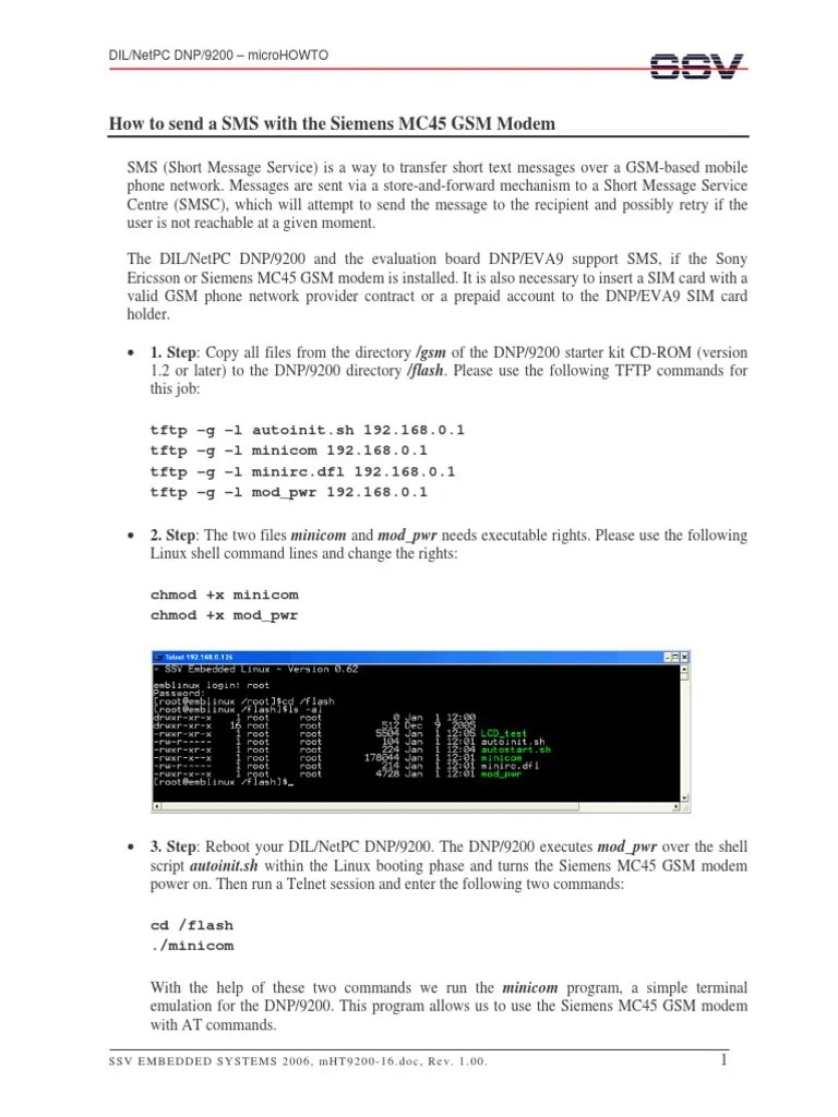 Siemens MC45 GSM Modem at Commands PDF Short Message Service