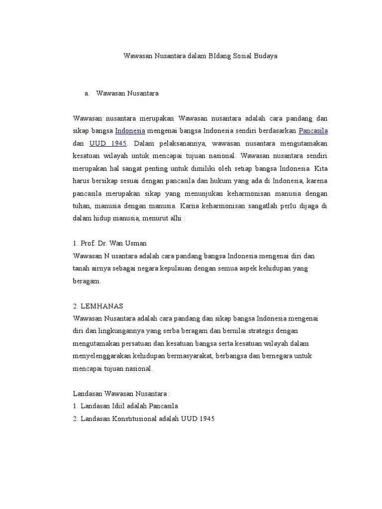 Wawasan Nusantara Dalam BIdang Sosial Budaya | PDF