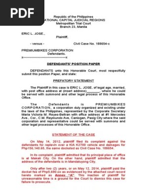 Your topic and position have to hold up when challenged, so it's helpful to try to collect a variety of sources. Position Paper Sample Evidence Lawsuit