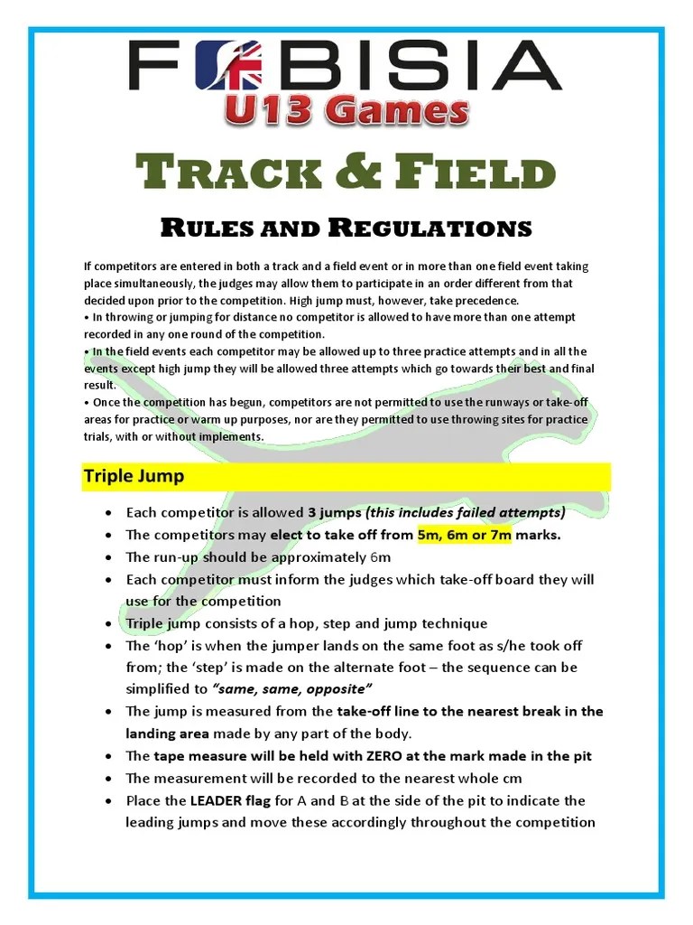 u13 fobisia rules and regulations track and field Track And Field