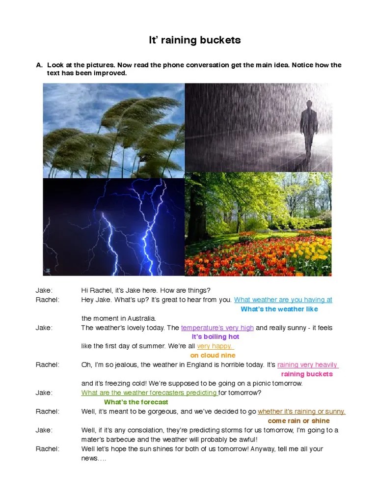 It's Raining Buckets PDF Idiom Weather