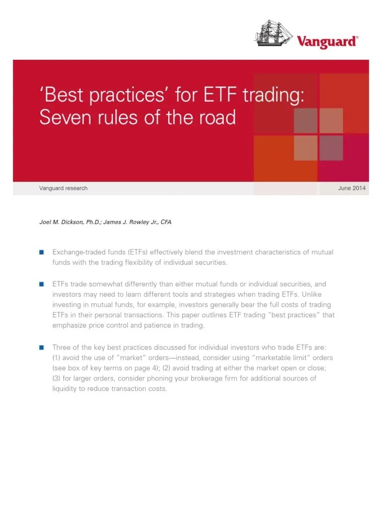 7 Rules ETF Trading Exchange Traded Fund Order (Exchange)