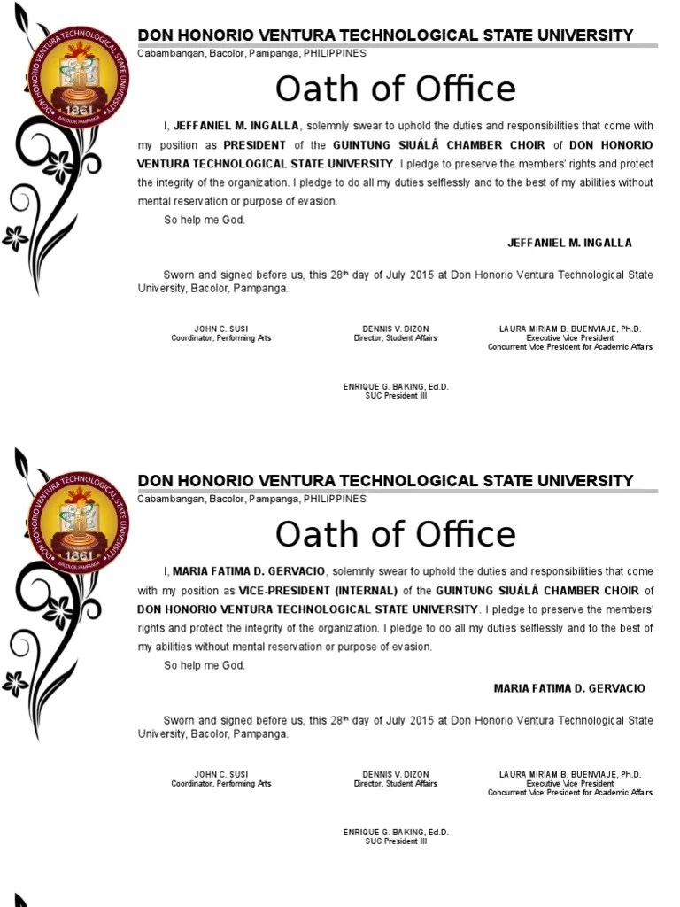 Oath of Office Oath Of Office Practice Of Law