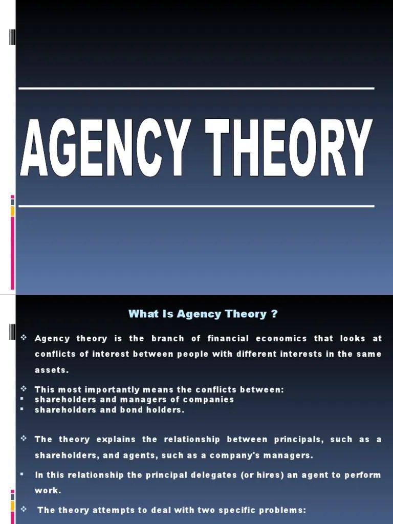 Agency Theory | PDF | Dividend | Risk