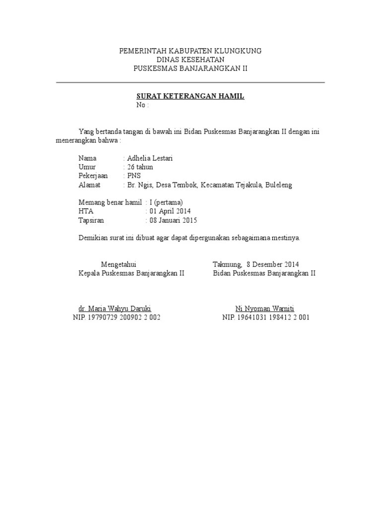 Surat Keterangan Hamil